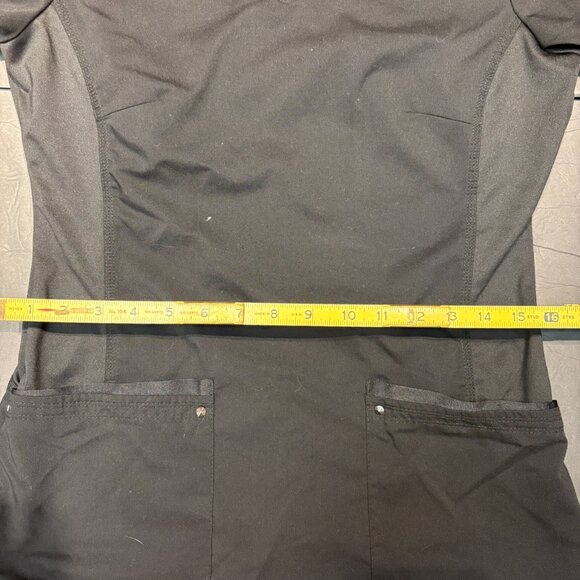 Healing Hands Purple Label Yoga Scrub Top Black S | Stretch Moisture-Wicking - Picture 5 of 6